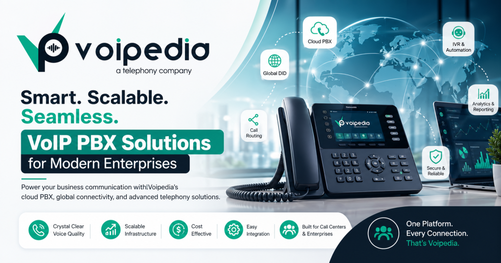 VoIP PBX solutions for enterprises with cloud communication and global connectivity
